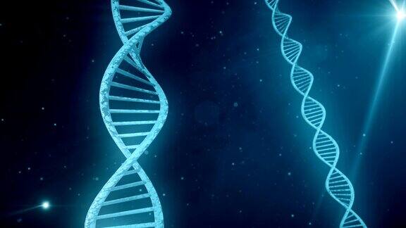 蓝色背景与旋转DNA循环