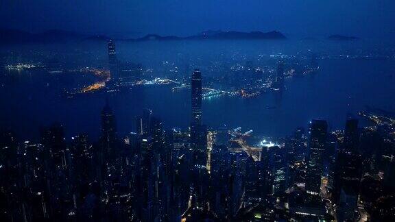 香港的夜景商业区智慧城市