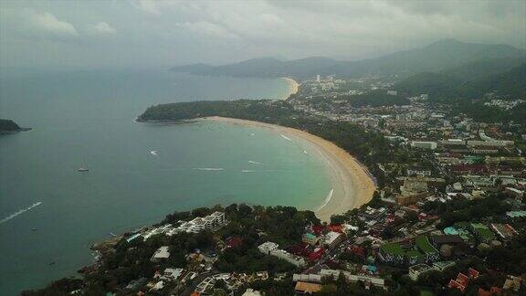 泰国普吉岛海滩线航拍4k全景图