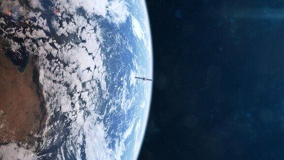 卫星在行星地球轨道上的真实动画