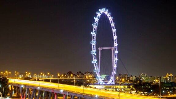 夜色中的新加坡摩天轮