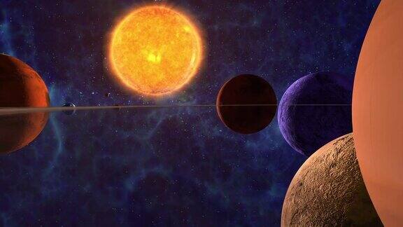 有行星和太阳的外星空间景观