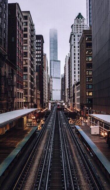 高角度视图芝加哥环路地铁车站