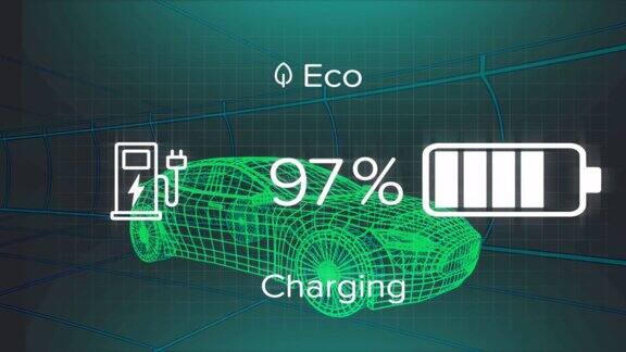 电动汽车界面充电状态数据动画三维汽车模型