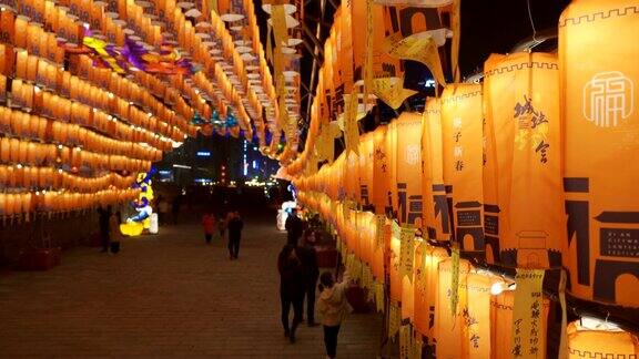 中国陕西西安古城墙南门灯展庆祝中国春节