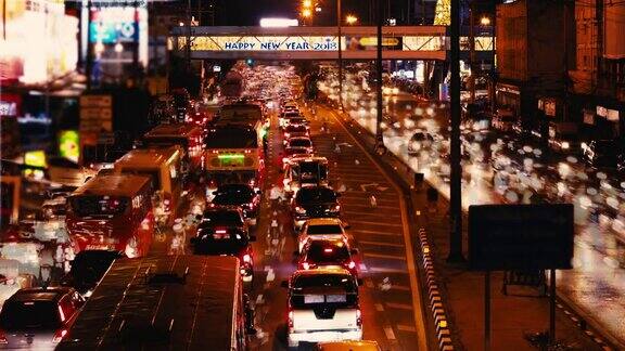 时间流逝的交通城市在夜间