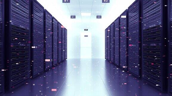 现代服务器机房环境到处都是计算机机架未来的数据中心