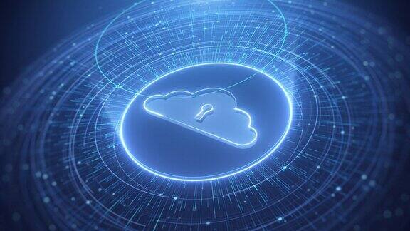 云计算在网络安全的圆形线条上抽象了未来技术的运动背景