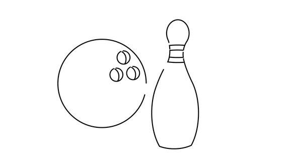 动画视频的草图形成球和保龄球瓶