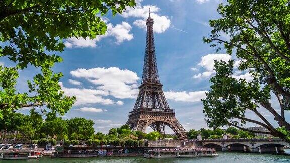 巴黎埃菲尔铁塔-4K城市景观风景和建立者