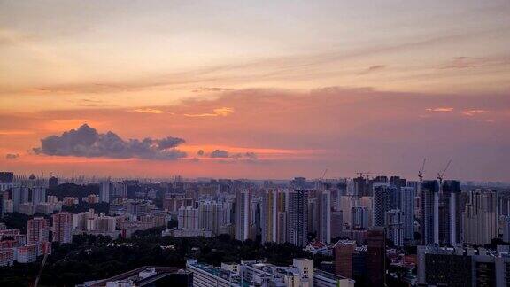 4k白天到晚上日落时的新加坡城市景观