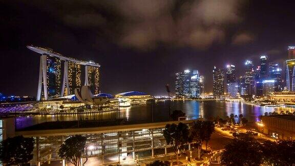 新加坡滨海湾的夜景