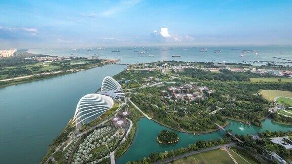 俯瞰新加坡滨海湾的景观时间流逝