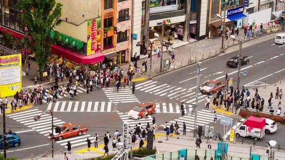 Timelapse步行者在东京涩谷地区日本