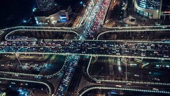 TD无人机视图天桥夜间轻尾中国北京