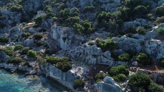 在“Kekova”镇安塔利亚的古老城市“Simena”的历史岩石的概览安塔利亚土耳其11152018