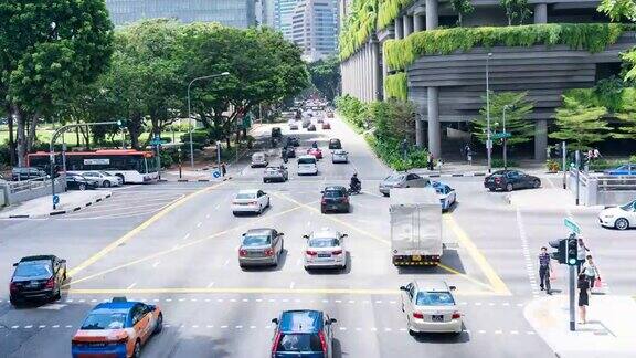 4K延时:新加坡市中心交通繁忙