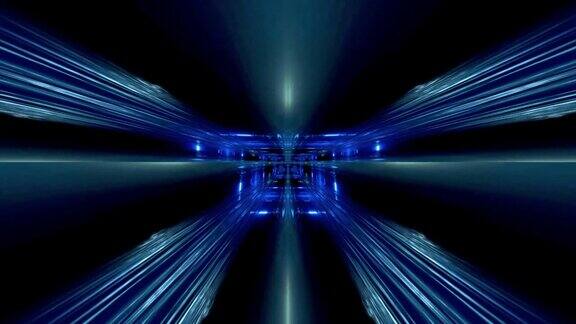 移动中的蓝色能量隧道的数字插图