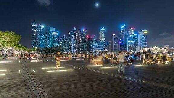 4K时间间隔:新加坡著名城市市中心全景