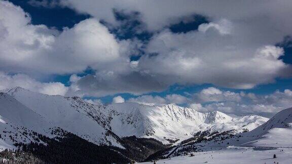 延时-美丽的云移动在雪山