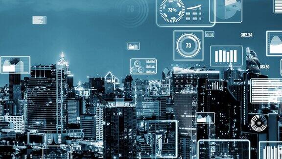 商业数据分析界面飞越智慧城市展现改变的未来