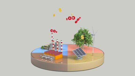 碳税和碳中和化石燃料排放的二氧化碳被可再生能源中和