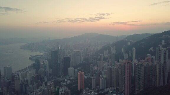 鸟瞰图九龙城香港市区住宅区香港市区顶视图