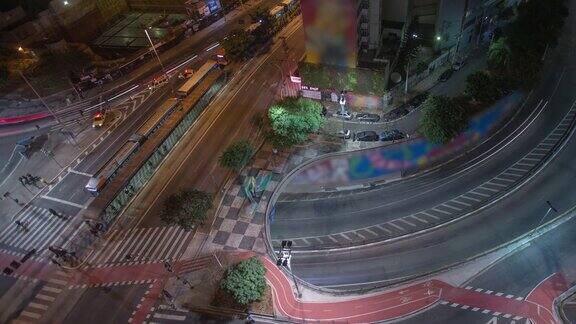 巴西圣保罗从上方俯瞰的consola<s:1><s:1>o和Paulista大道