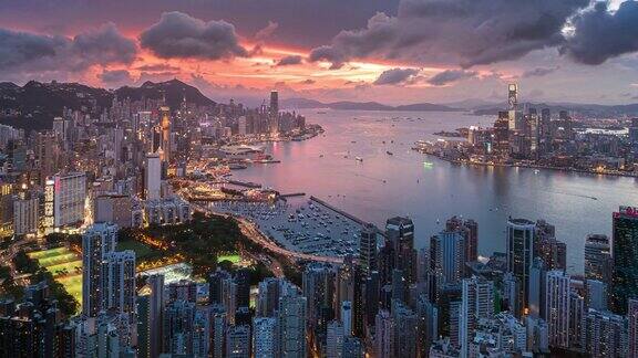 鸟瞰香港城市的