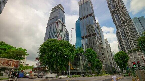 新加坡城市中心一天市中心时间交通街道全景4k时间