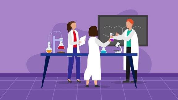 实验室里的科学家穿着白大褂的人在处理化学品