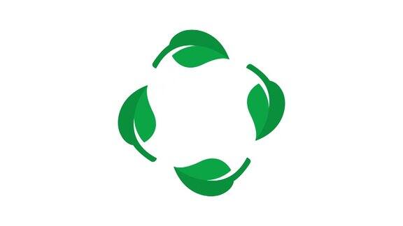 生态动画圆叶循环圆的动画白色背景上的生态标志