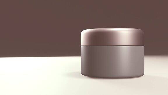 三维动画的罐子为奶油美容罐逼真的3d动画女性化妆品