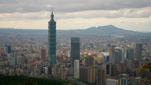 晴天台北市景市中心山顶全景4k台湾