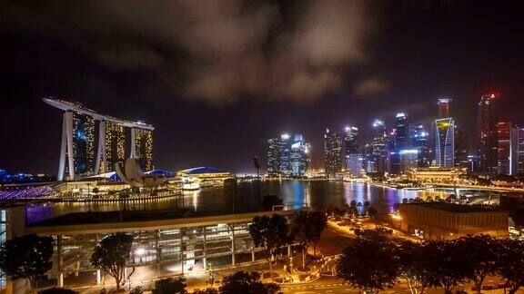 新加坡滨海湾的夜景