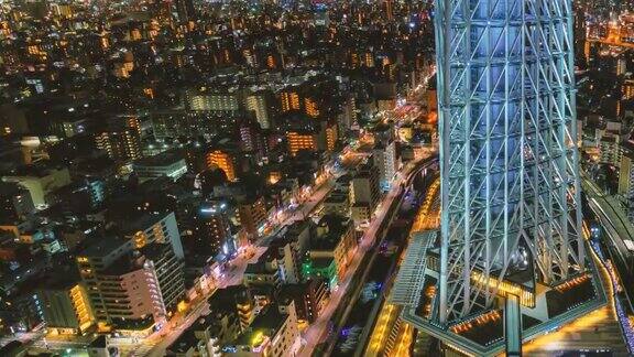 东京天空树城市景观的时间流逝日本