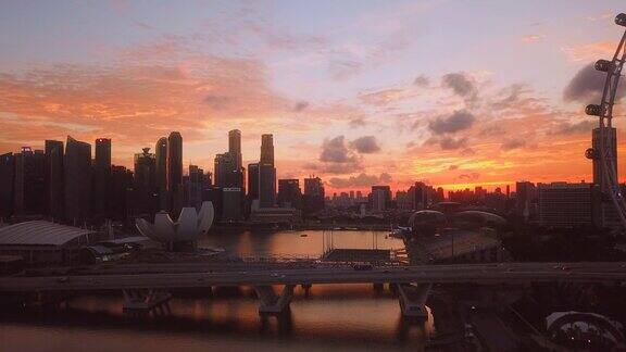 空中新加坡黄昏的