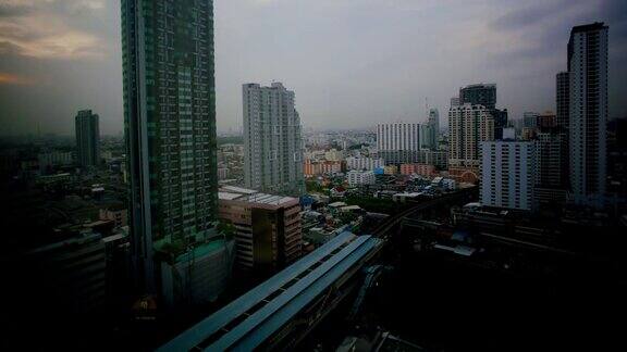 延时拍摄曼谷市中心日落4K30FPS