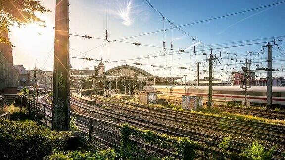 4K延时:火车驶近德国中央火车站