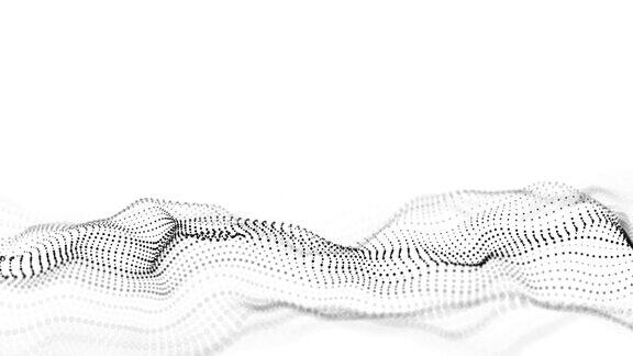 抽象技术的粒子波大数据可视化光背景与运动点人工智能3d渲染