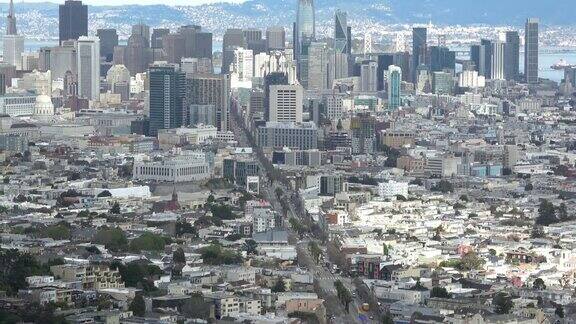全景空中俯瞰旧金山市中心的