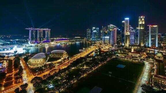 时光流逝新加坡商业区夜景