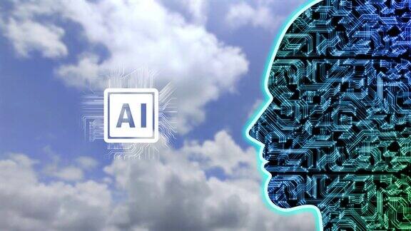 人工大脑、智能、机器人和大脑芯片组概念动画