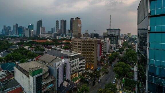 雅加达爪哇印度尼西亚时间推移显示城市中心
