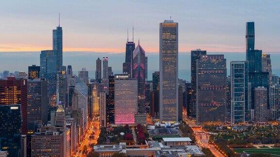 市中心芝加哥市景时间间隔-4K