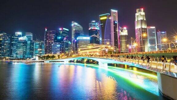 夜晚时光流逝:新加坡滨海湾