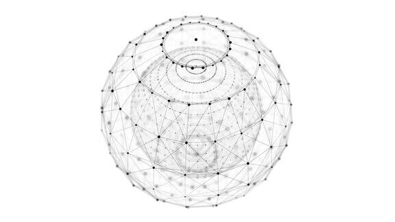 由点和线组成的球体网络连接结构大数据可视化3d渲染
