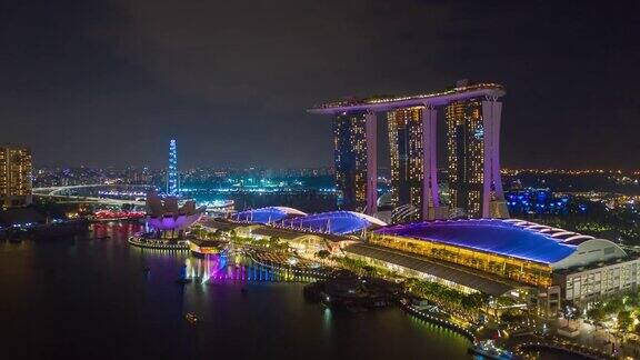 新加坡城市夜景航拍