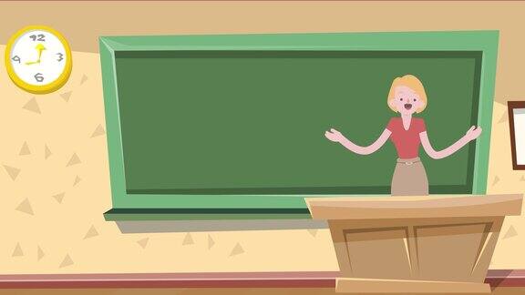 女教师在黑板上讲解