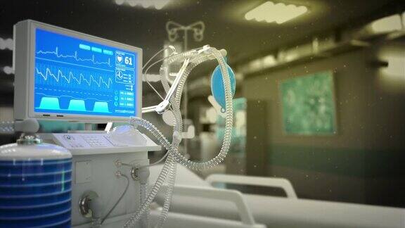 cg医学3D动画临床ICU肺呼吸机